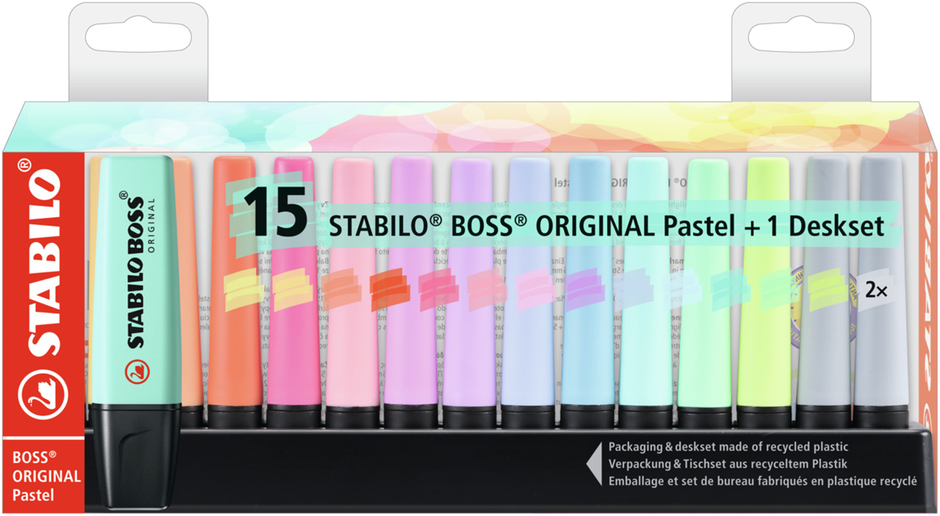 Evidenziatore - STABILO BOSS ORIGINAL Pastel Desk-Set - 15 Evidenziatori in 14 colori assortiti — immagine 3