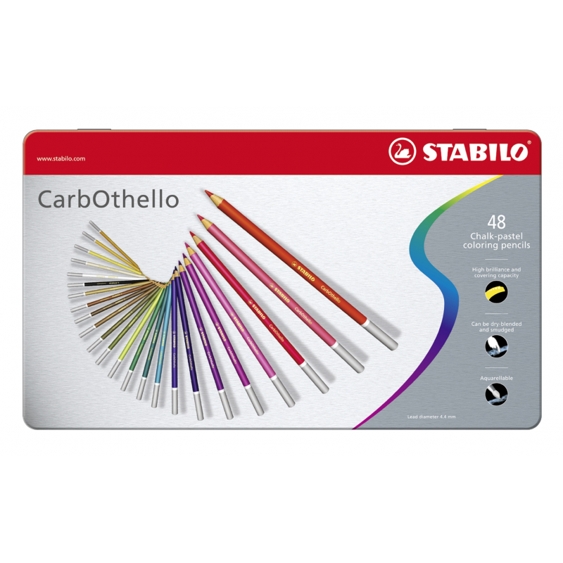 Matita colorata Premium - STABILO CarbOthello - Scatola in Metallo da 48 - Colori assortiti