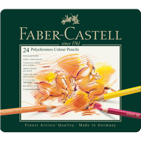 Faber-Castell Polychromos Coloured Pencils 24 Pieces Metal Case