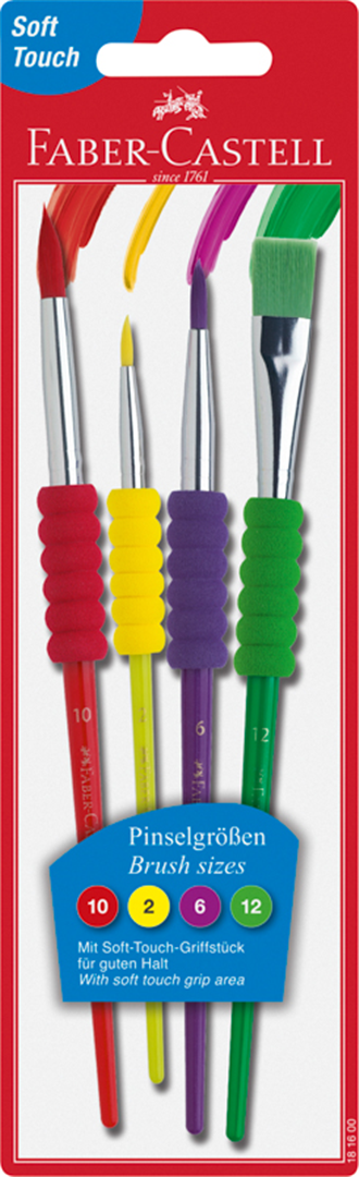 Blister Con 4 Pennelli Soft Misure 2, 6, 10, 12, Sintetici Per Scuola