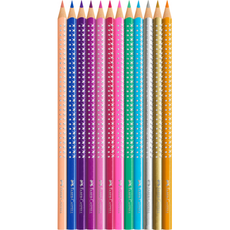 12 Pieces Sparkle Color Pencils Set In Pink Metal | Faber-Castell