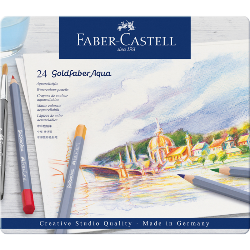 Faber-Castell Matite Colorate Goldfaber Aqua Pezzi 24 Scatola In Metallo