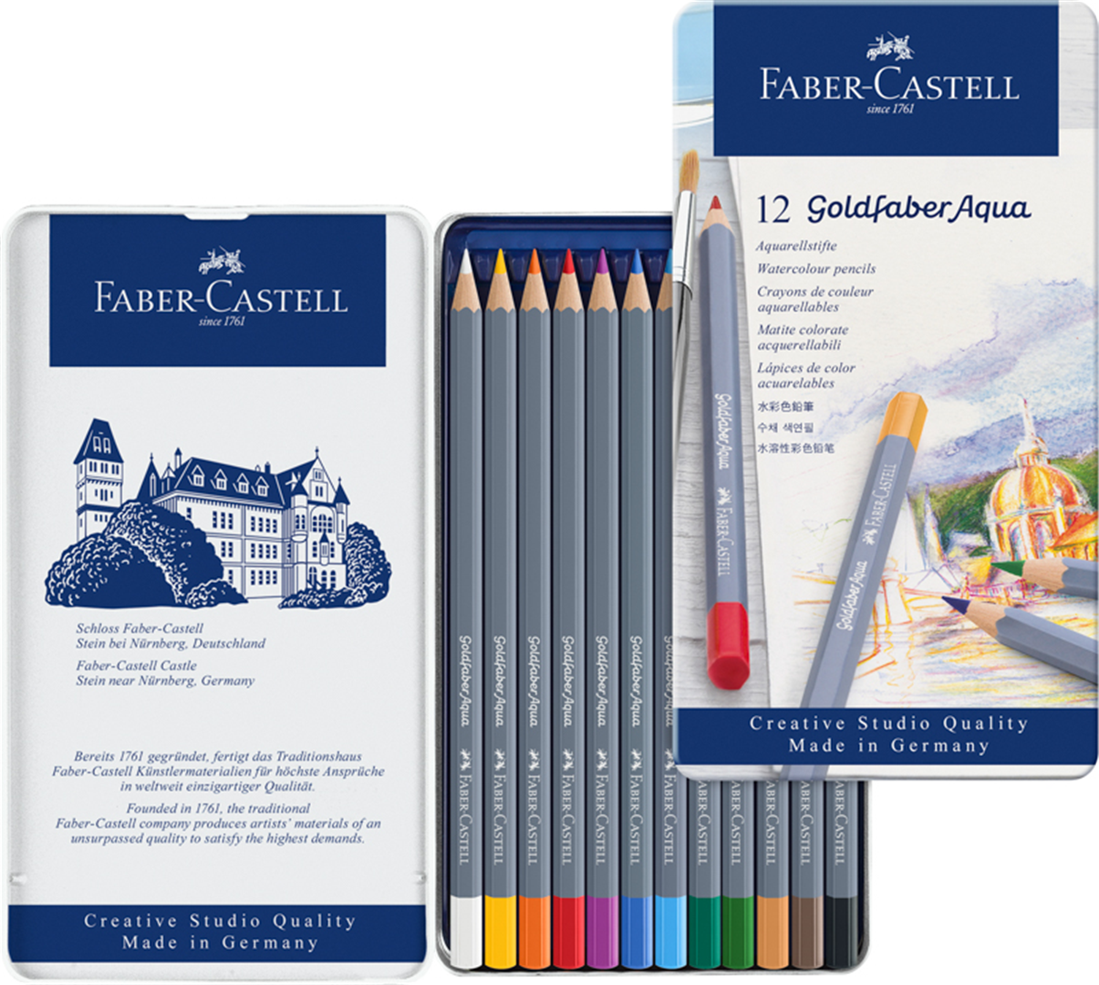 Matite Colorate Goldfaber Aqua Pezzi 12 Scatola In Metallo — immagine 2