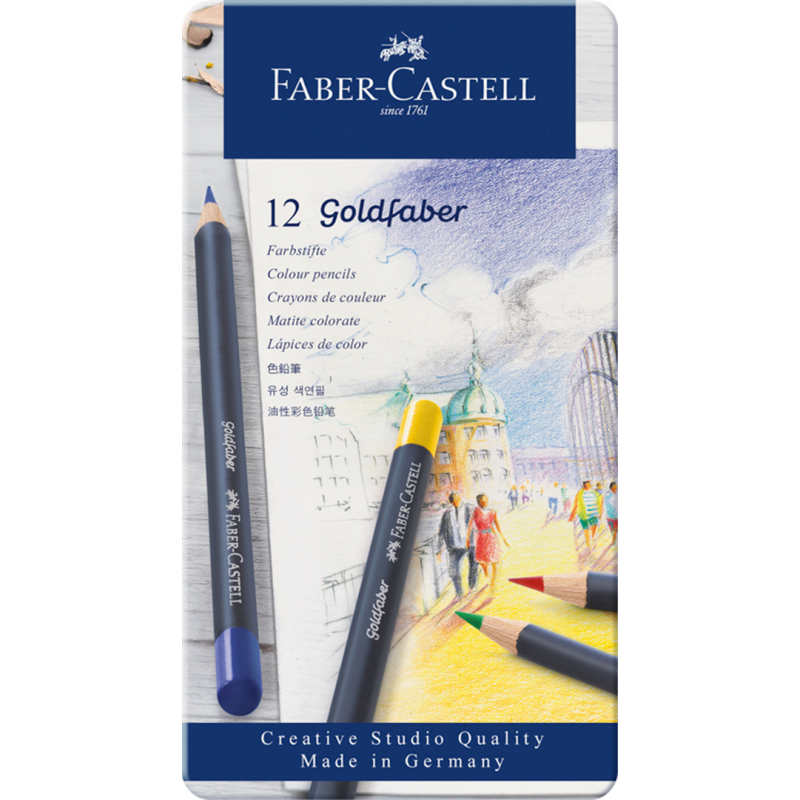Faber-Castell Matite Colorate Goldfaber Permanenti Pezzi 12 Scatola In Metallo