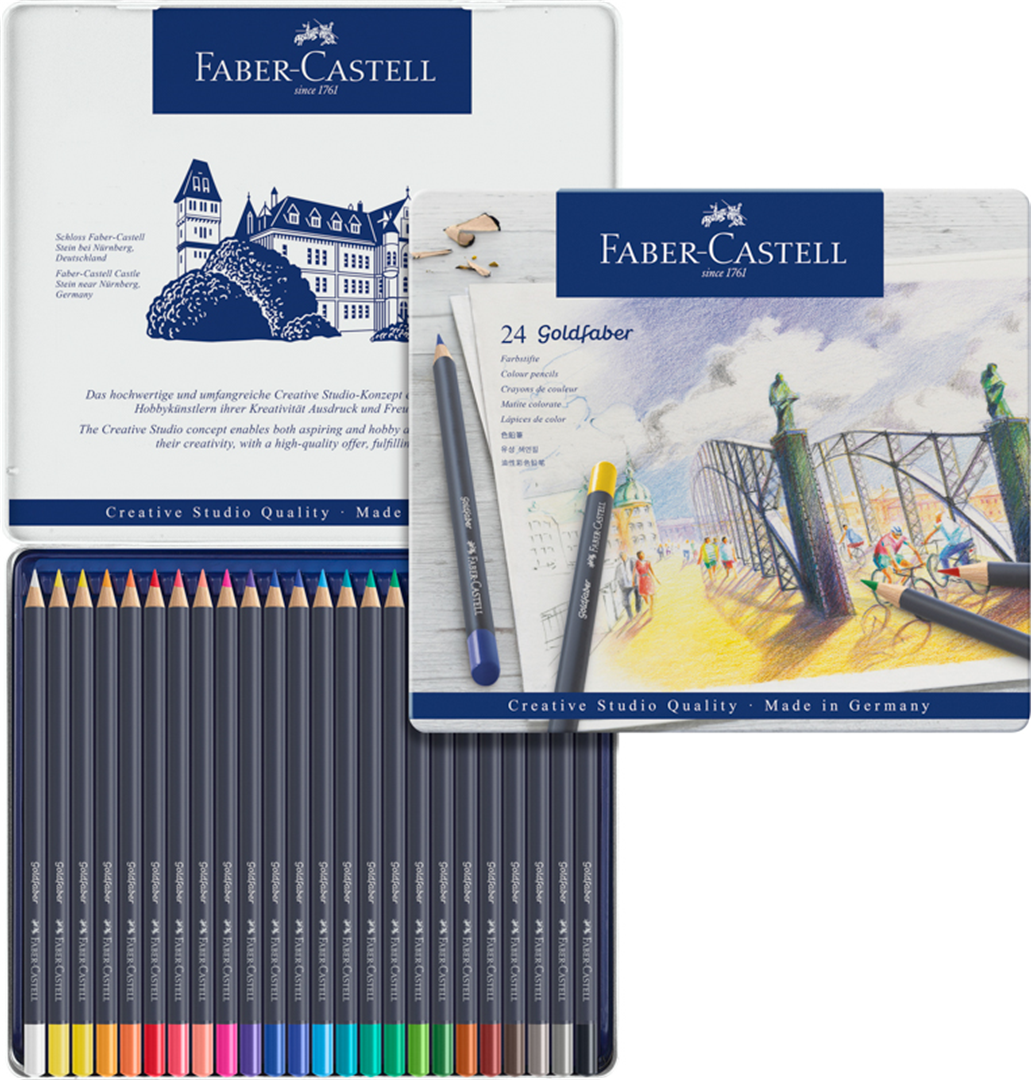 Matite Colorate Goldfaber Permanenti Pezzi 24 Scatola In Metallo — immagine 3