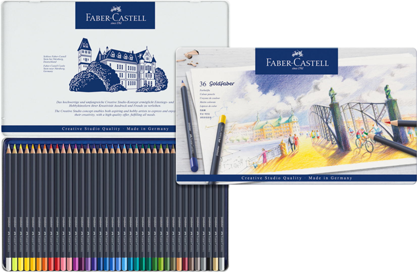 Matite Colorate Goldfaber Permanenti Pezzi 36 Scatola In Metallo — immagine 3