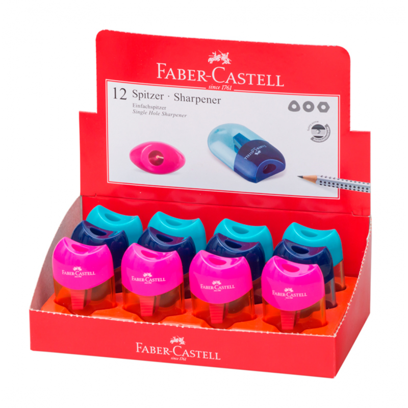 Faber-Castell Temperamatite Con Serbatoio 2 Fori Ergonomico Colori Assortiti