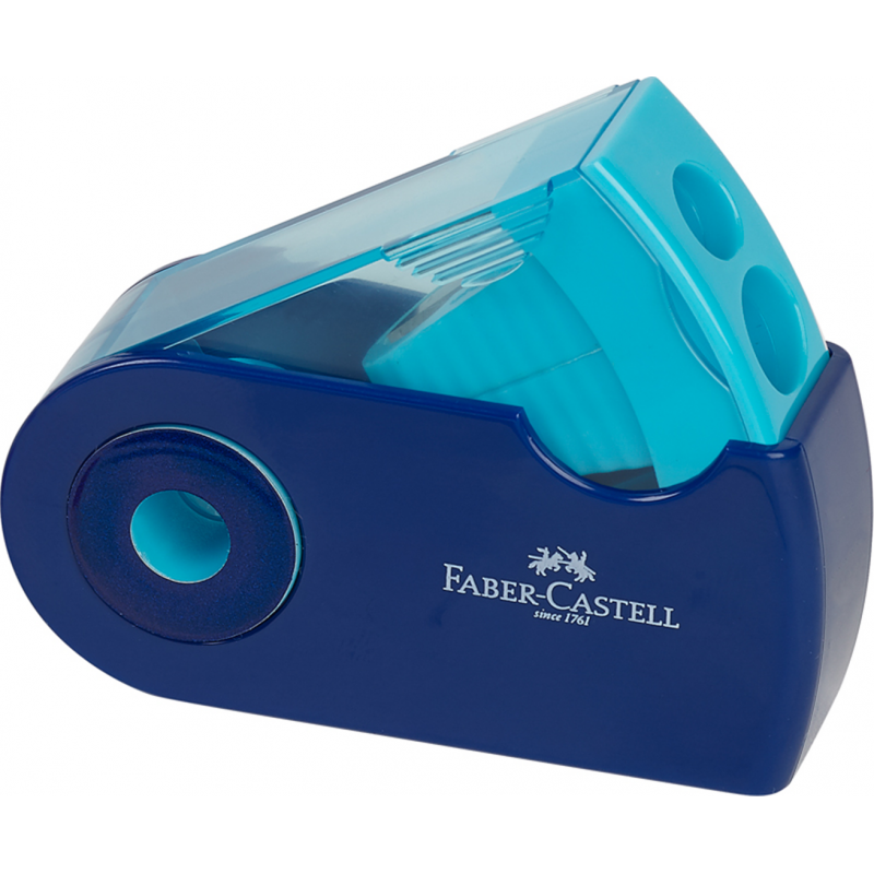 Faber-Castell Temperamatite Sleeve Bicolore 2 Fori Con Serbatoio Colori Rosa/turchese/blu