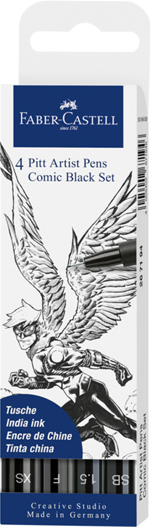 Set Pitt Artist Pen Pezzi 4 Comic Black
