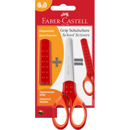 Faber Castell Forbice Grip Per Scuola In Blister Rossa