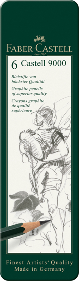 Scatola Metallo 6 Matite Castell 9000 Grafite — immagine 2