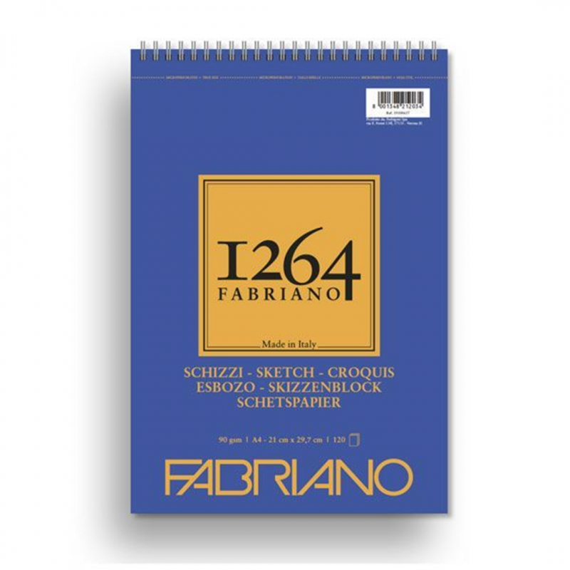 Fabriano Blocco 1264 Per Schizzi A4 Gr.90/mq Fogli 120 Spiralato Lato Corto