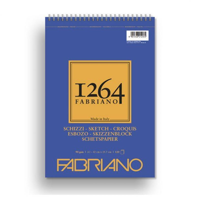 Fabriano Blocco 1264 Per Schizzi A3 Gr.90/mq Fogli 120 Spiralato Lato Corto