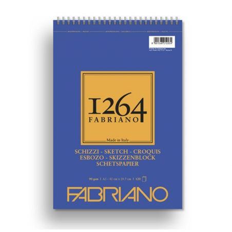 Fabriano Blocco 1264 Per Schizzi A3 Gr.90/mq Fogli 120 Spiralato Lato Corto