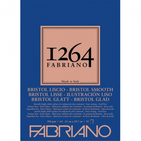 Blocco 1264 Bristol A4 Gr. 200/mq Fogli 50 Collato Lato Corto
