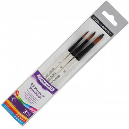 Set 3 Pennelli Sintetici Tondi Graduate N.4, N.6, N.10