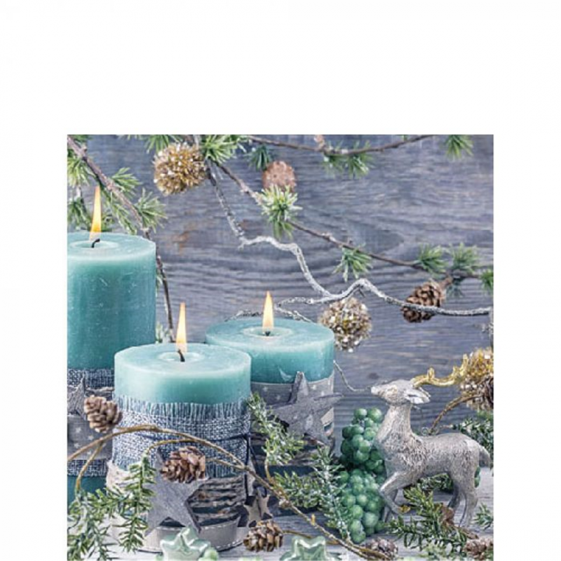 Ambiente Tovagliolo Natale 25x25 Blue Candles