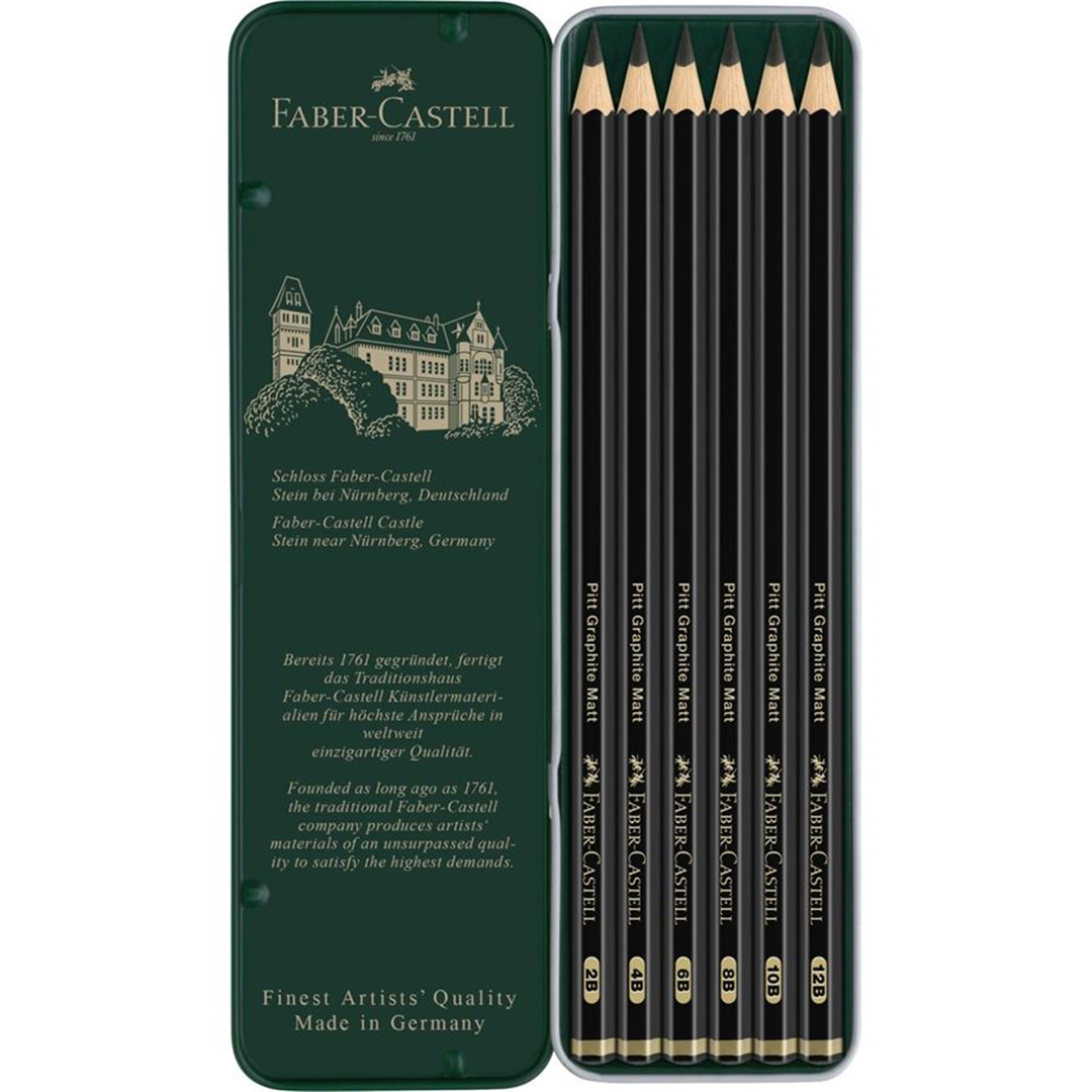 Astuccio 6 Matite Pitt Graphite Matt In Metallo — immagine 3