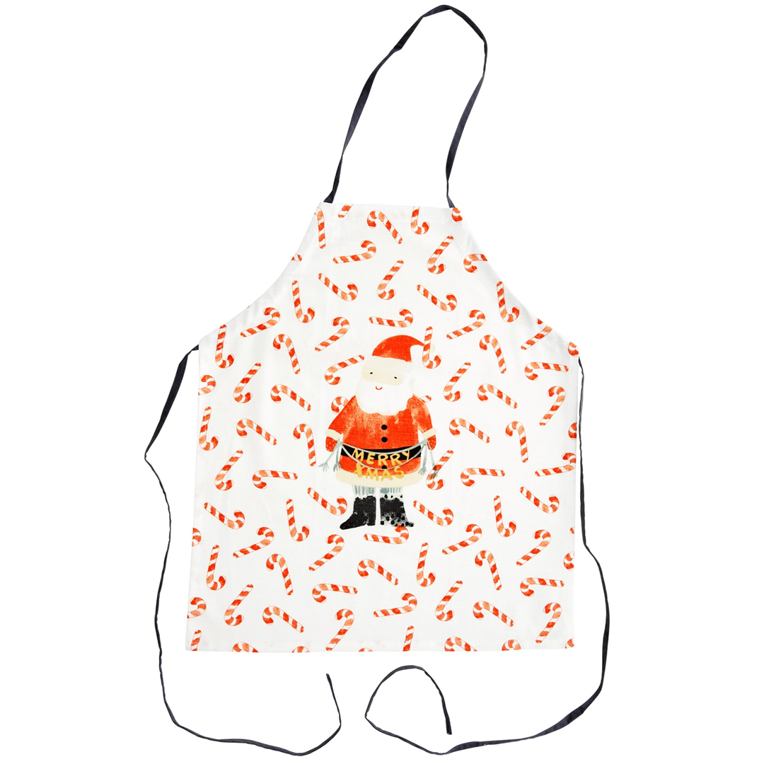 Grembiule Cotone Kids Natale Babbo E Candy Cane