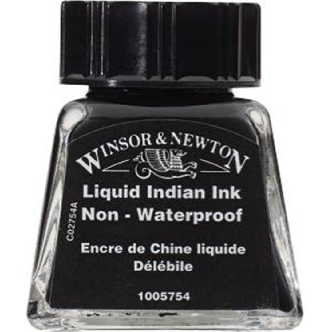 Inchiostro Colorato Winsor&Newton Nero (Liquid Indian Ink non-waterproof), flacone in vetro da 14 ml — immagine 3