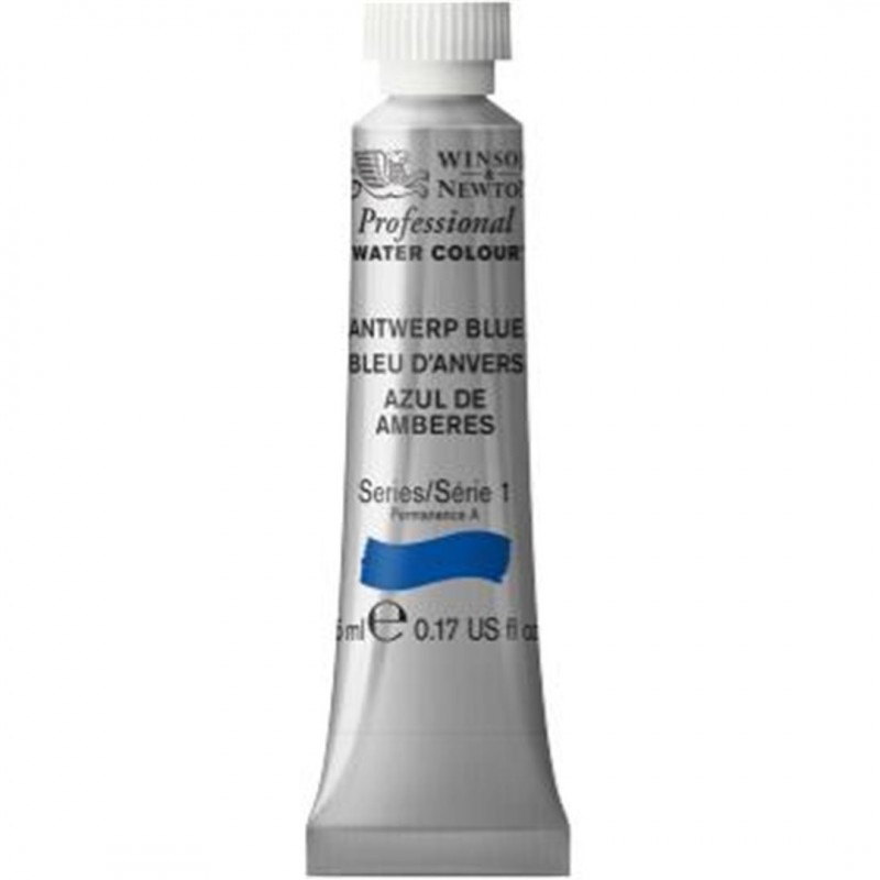 Winsor & Newton - Professional Water Colour 5 Ml Tube 1 Series Awc-010 Antwerp Blue Color