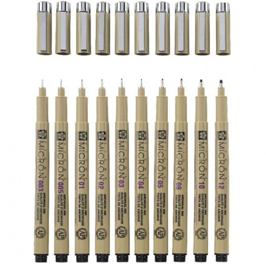 Astuccio 10 Pezzi Pigma Micron Colore Nero — immagine 2