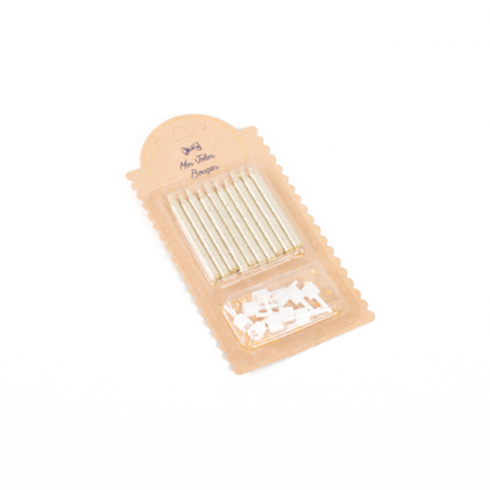 Candelina Torta  Glitter Con Base 6cm 10pz Oro