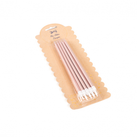 Candelina Torta Con Base 15cm 10pz Rosa Gold
