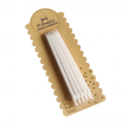 Candelina Torta Con Base 15cm 10pz Bianco