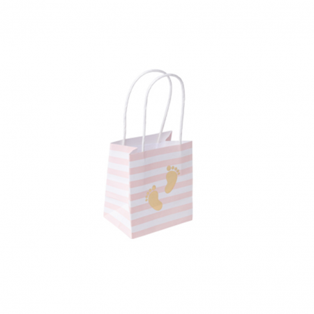 Bustina Piccolo Tesoro Righe Piedino 6pz Rosa