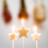 Cake Candle Star Glitter 4.5cm 3pcs Gold Champagne | Artyfetes Factory