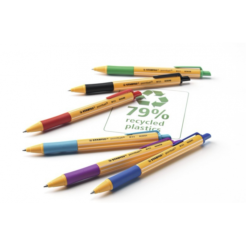 Penna a sfera Ecosostenibile - STABILO pointball - 79% Plastica Riciclata - Lilla