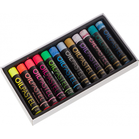 Set Pastelli A Olio Pezzi 12 Metal + Fluo