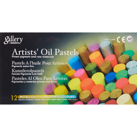 Oil Pastel Set 12 Pieces Metal + Fluo | Dom