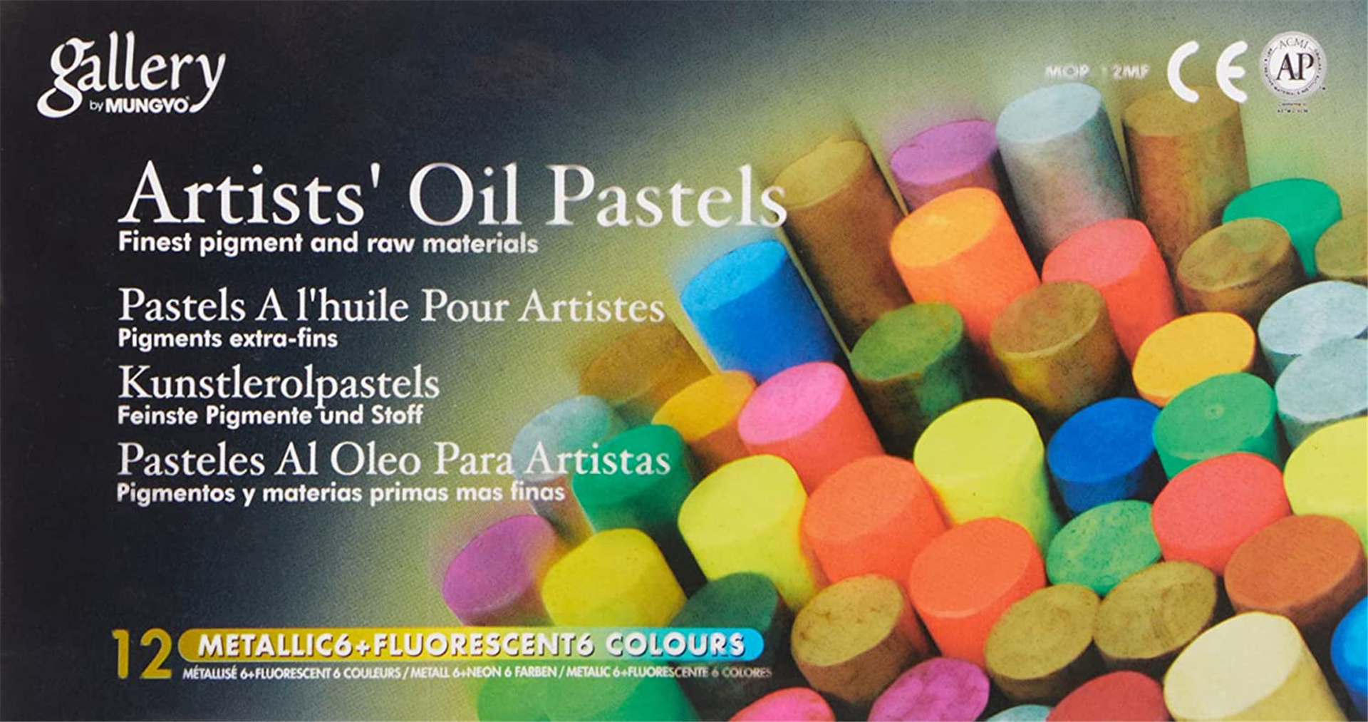 Set Pastelli A Olio Pezzi 12 Metal + Fluo — immagine 2