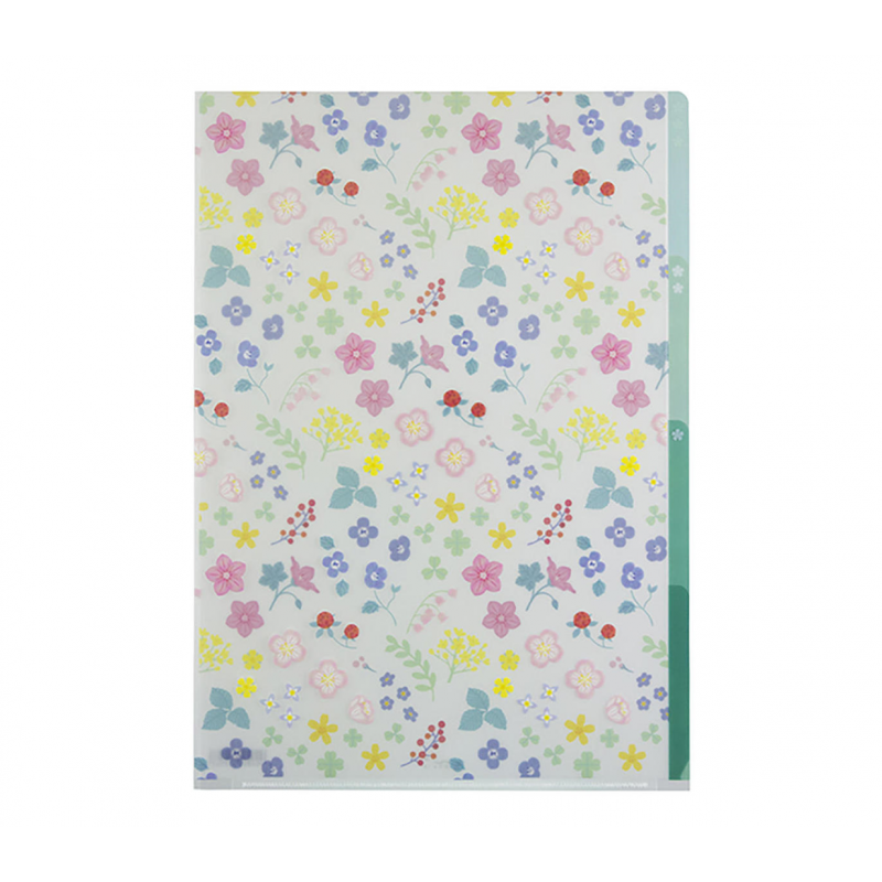 Midori 3 Pockets Clear Folder A4 Wild Flower