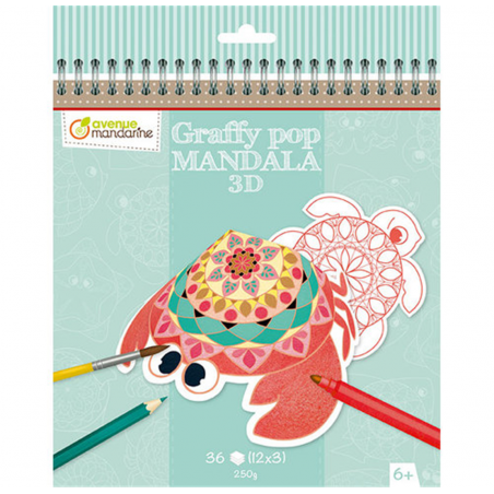 Libro Da Colorare Graffy Pop 3d 20x25,5 Mandala Animali Marini