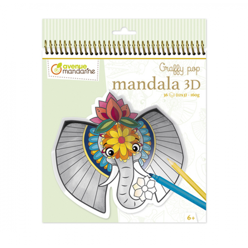 Avenue Mandarine Libro Da Colorare Graffy Pop 3d 20x25,5 Mandala Animali Della Savana
