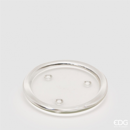 Piatto Vetro Trasp D14cm C/3piedi 185gr