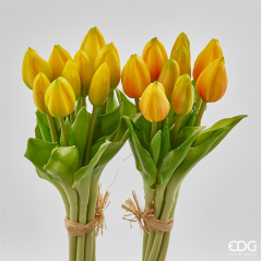 Tulipano Gomma Bocciolo Mazzo 9pz H29cm Giallo