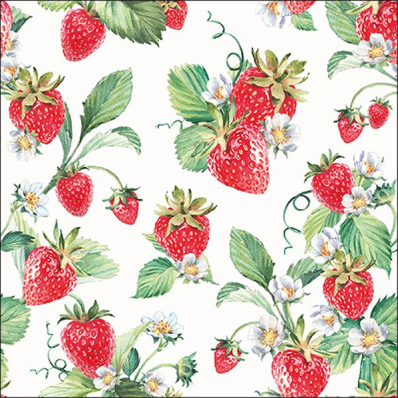 Ambiente Tovagliolo 33x33 Carta Decorato Garden Strawberries