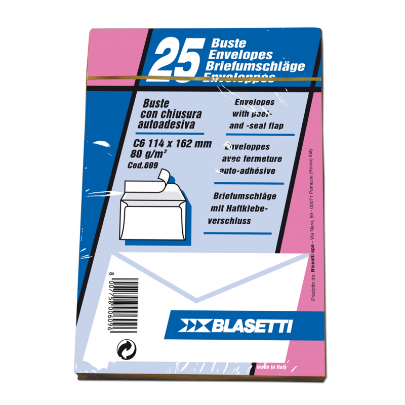 Busta 11,4x16,2 Cm Gr. 80 Pz. 25 Con Strip Senza Finestra | Blasetti
