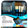 Zippered Case With 10 Natural Hair Brushes For Watercolor Short Handle | Daler Rowney