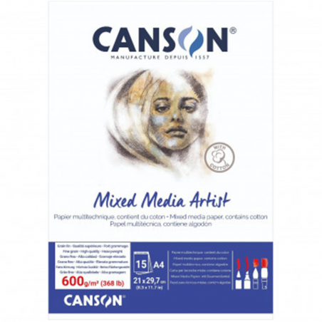 Blocco Mix Media Artist A4 15 Fogli 600 Gr/mq