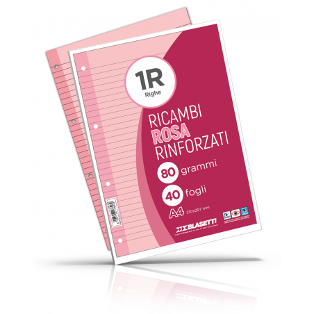 Ricambi Rinforzati A4 80 Gr 40fg Colorati 1r - Rosa
