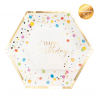 Hexagonal Paper Plate 27x23cm Givi Happy Birthday | Givi Italia Srl
