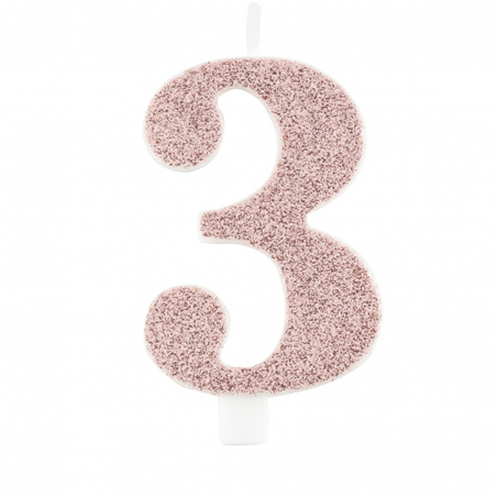 Candela Torta Numero Glitter 9.5cm Rose Gold 3