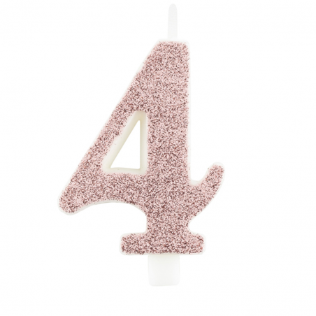 Candela Torta Numero Glitter 9.5cm Rose Gold 4