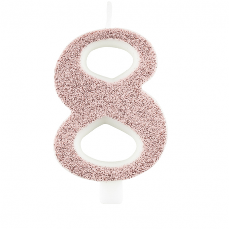 Candela Torta Numero Glitter 9.5cm Rose Gold 8