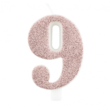 Candela Torta Numero Glitter 9.5cm Rose Gold 9